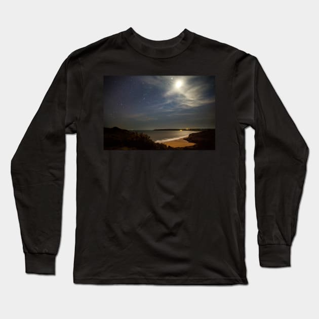 Tor Bay and Oxwich Bay from Penmaen Burrows, Gower Long Sleeve T-Shirt by dasantillo